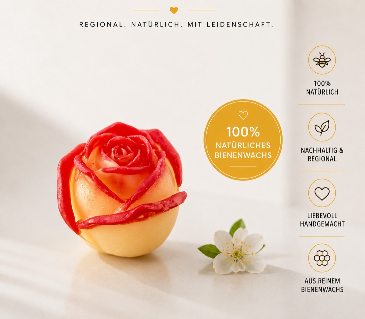 Gegossene Bienenwachskerzen – verschiedene Motive & Farben